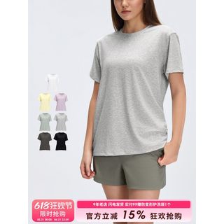 SLIMMO Yoga Camiseta de manga curta feminina solta respirável de secagem rápida corrida treinamento Fitness Wear blusa