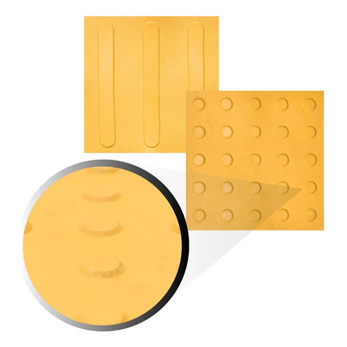 Kit 100 Piso Placa Tátil Alerta Direcional PVC 25x25cm Emborrachado Acessibilidade NBR9050 Flexível