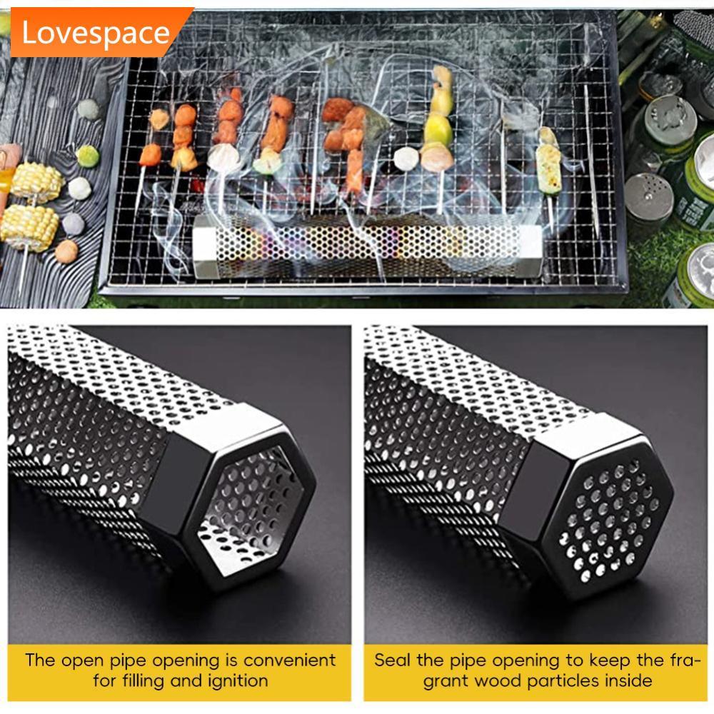 LS-STORE Tubo De Frango De Carne Grelhada Recarregável Chip De Madeira Frio/Quente Para Grelha Pellet Lenta De 5 Horas Q