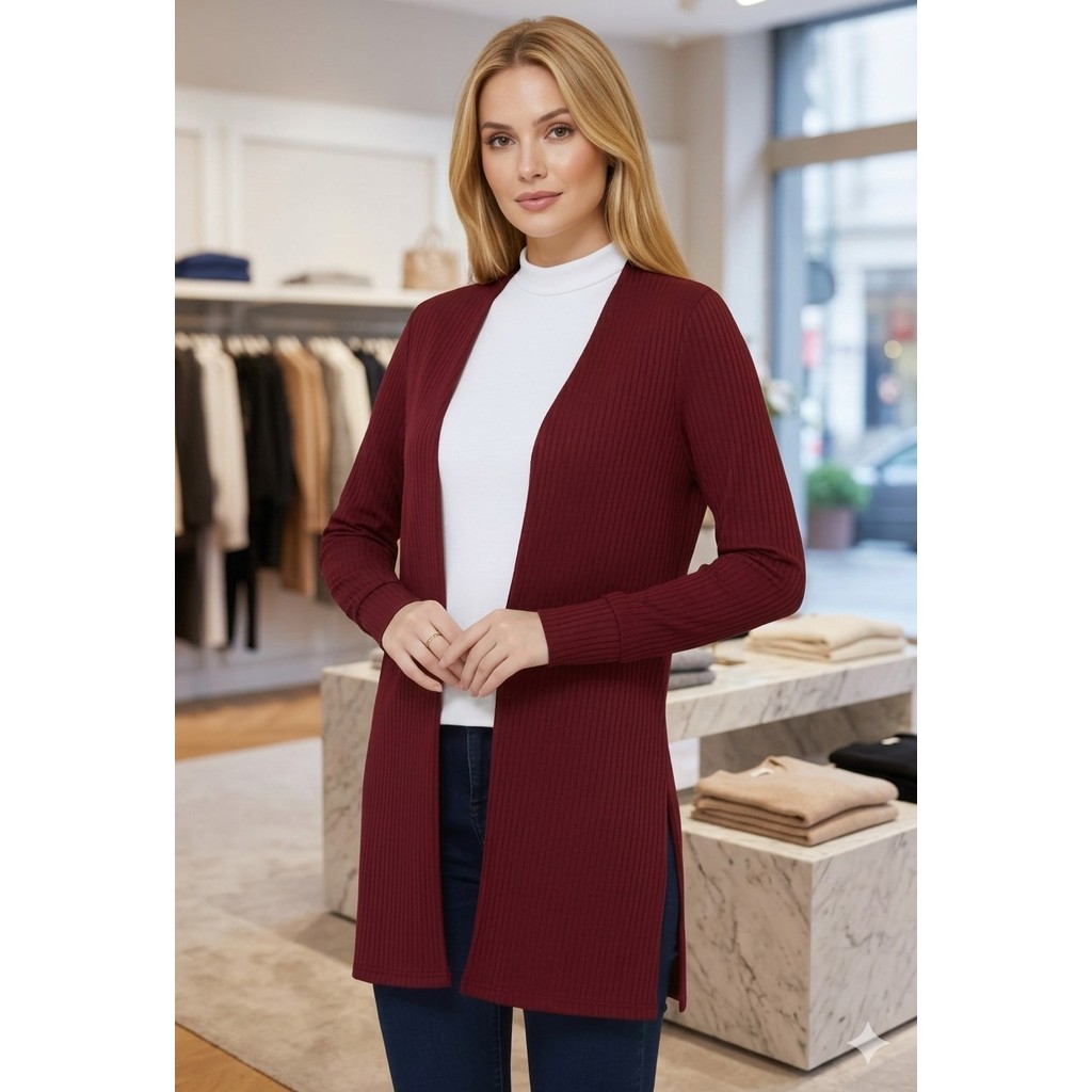 cardigan casaco feminino canelado manga longa elastano estica perfeito exclusiva