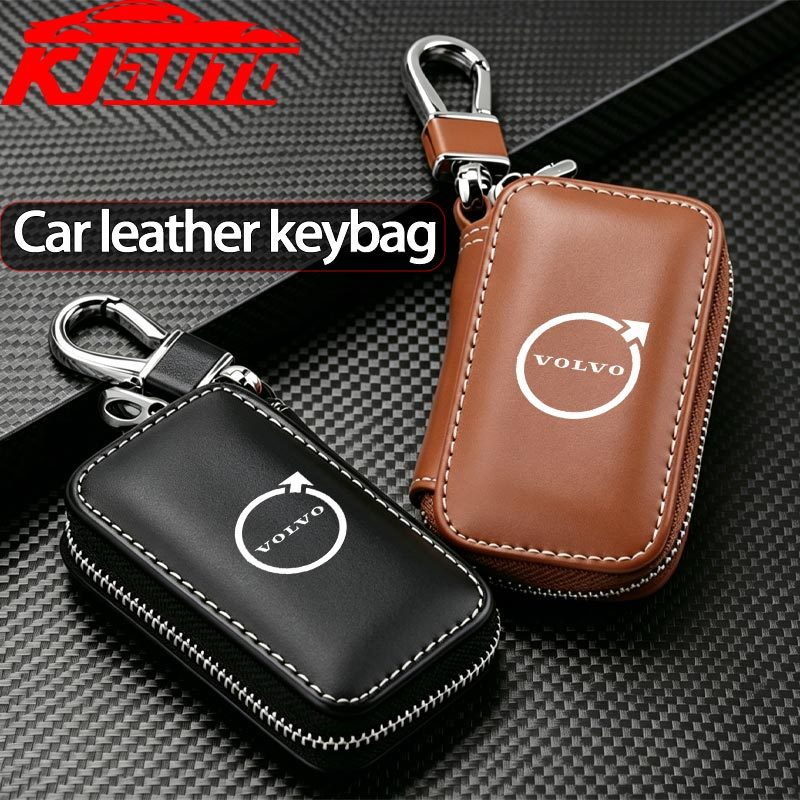 Capa Protetora Para Chave De Carro De Couro Volvo Com Chaveiro 240 XC40 XC60 XC90 S40 S60 S80 S90 V40 V60 V90 Acessórios