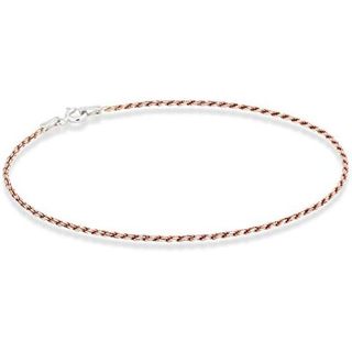 Miabella 925 Prata Esterlina Sólida 1.5 Mm Corte De Diamante Trançado Corda Corrente Tornozeleira Pulseira De Tornozelo 