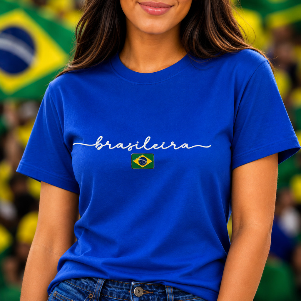 Camiseta Brasil Feminina Estilosa  Bandeira Brasileiro Copa do Mundo 100% Algodão Premium  Unissex Hexa