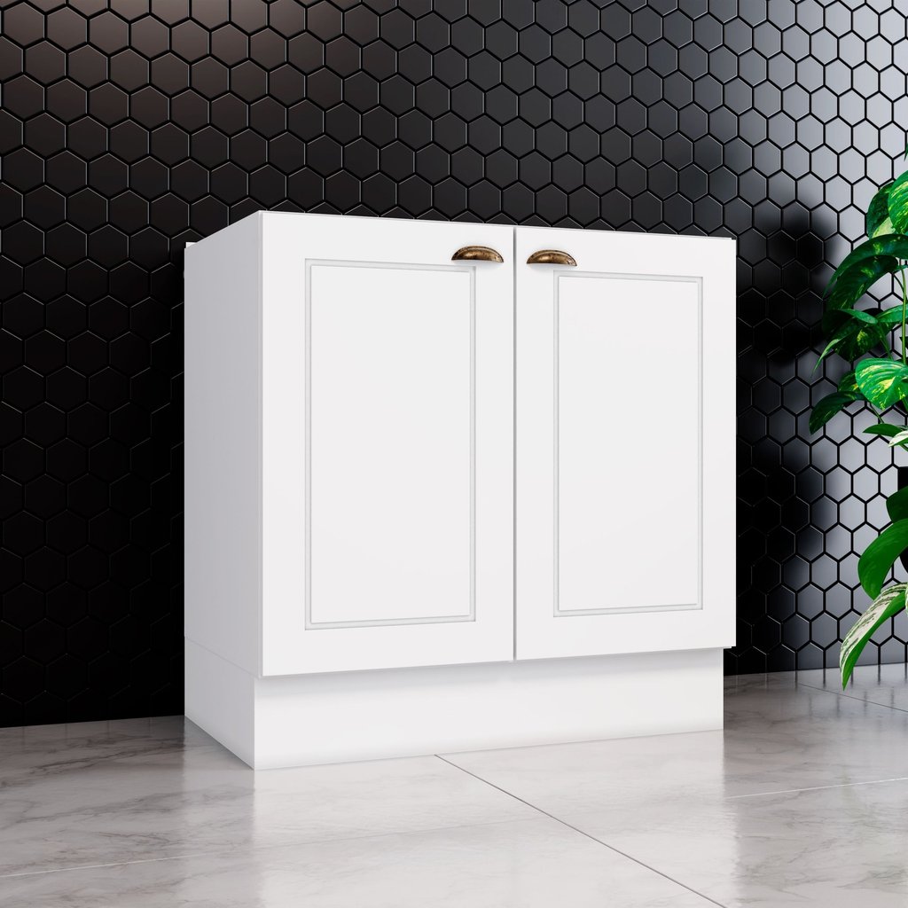 Balcão 02 Portas 80cm 100% MDF Americana Branco Branco