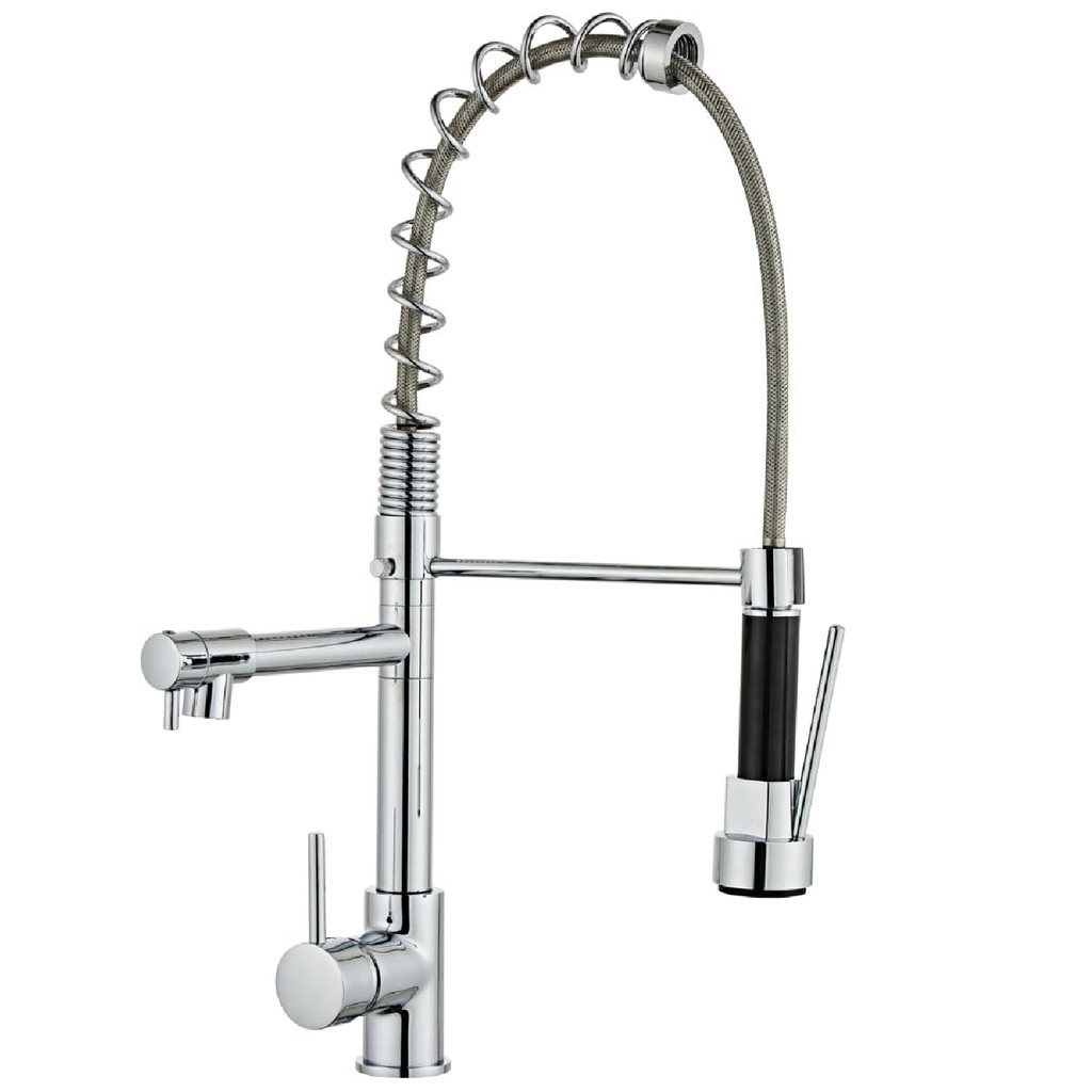 Torneira Cozinha Gourmet Monocomando Com Spray Extensor Prata Flexivel Ajustavel