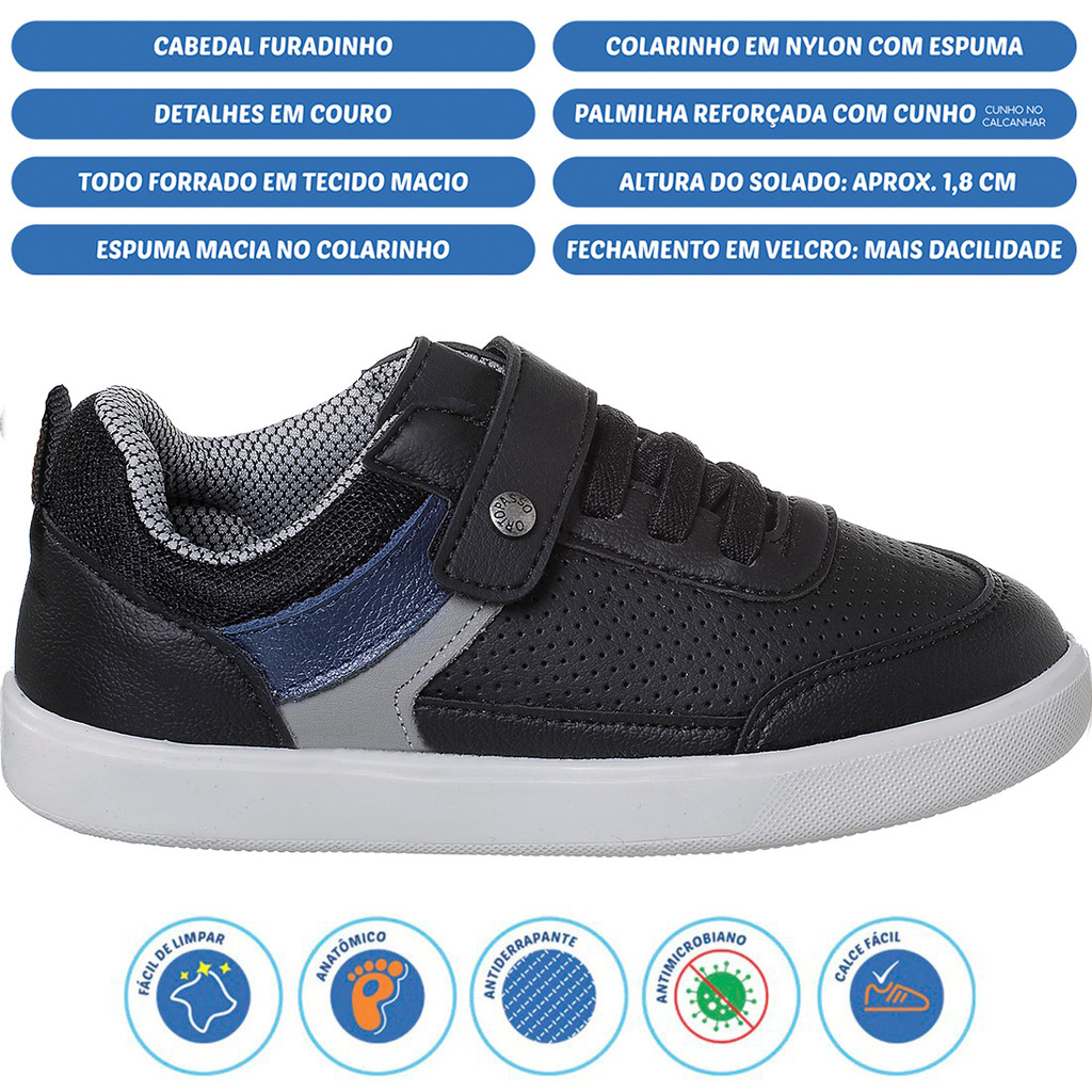 Tênis Infantil Ortopasso Casual Urbano Menino Masculino Sola Reta Macio Leve Conforto — imagem 2 de 2