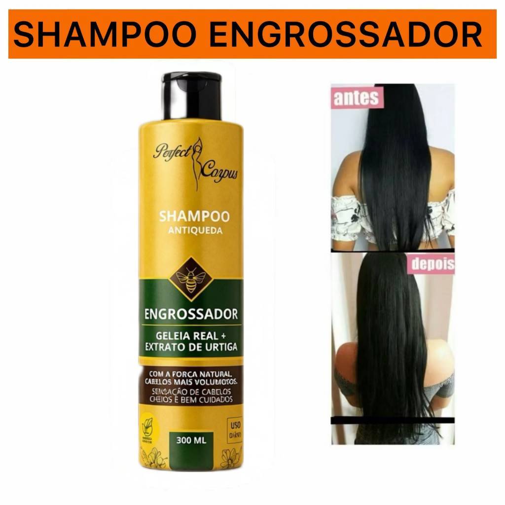 Shampoo Engrossador Capilar - Antiqueda e Revitalização com Mel Extrato Urtiga 300ml Perfect Corpus