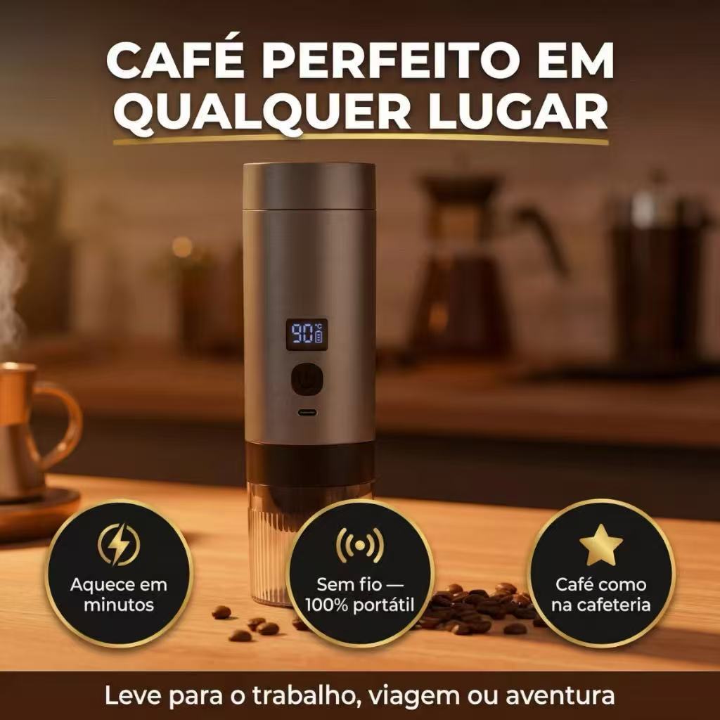 Imagem Máquina de Café Expresso Portátil 3 em 1 Elétrica Preta modernas Cafeteira cápsulas ou Café Moído