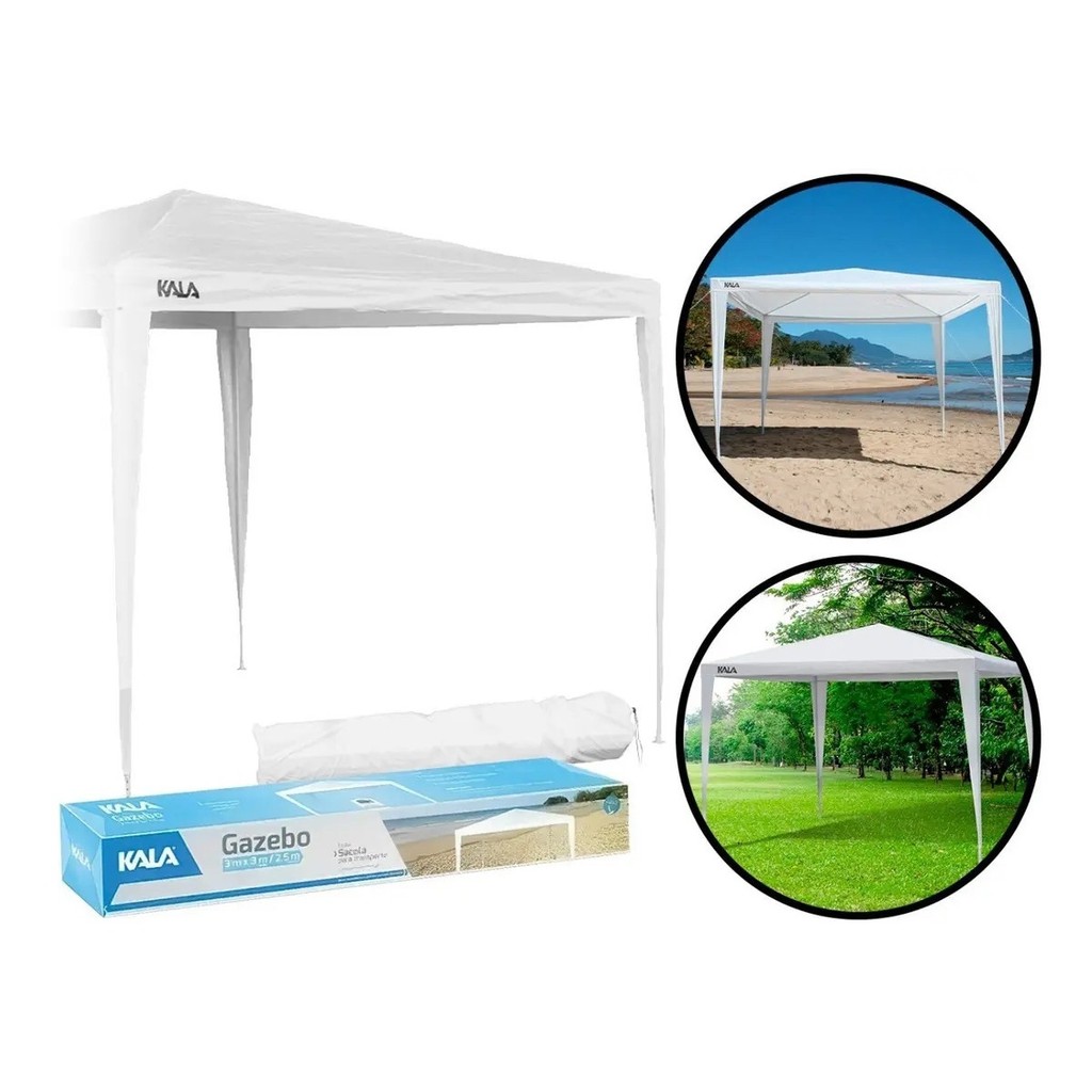 Tenda Gazebo Praia 3x3 Branca Kala Barraca Camping