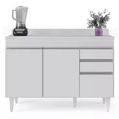 Armário de Cozinha Modulado de Canto 6 Peças CP29 Balcão com Tampo Branco - Lumil