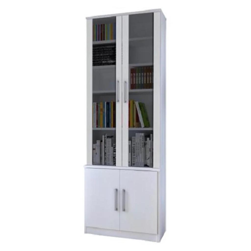 Estante Livreiro 4 Portas Vidro Fumê Legend F04 Branco - MPozenato