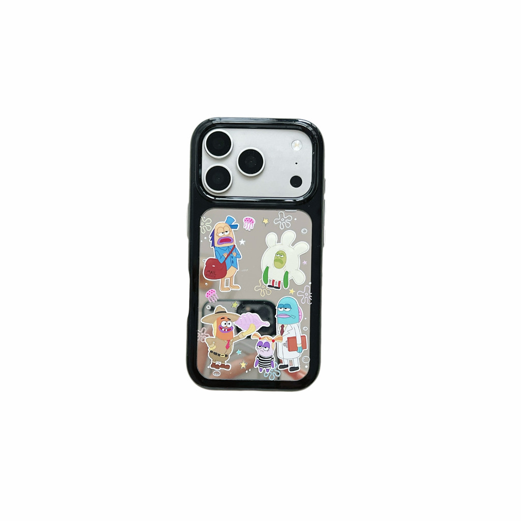 Capa para IPhone, Popular, novo estilo, superfície espelhada, borda preta, Biqibao, capa espacial, fofa, adequada para i