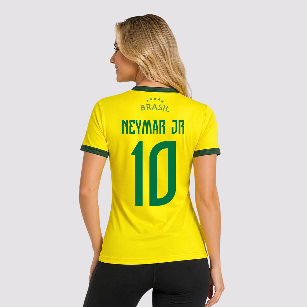 Camisa Brasil Canarinho Feminina 10 Neymar Jr