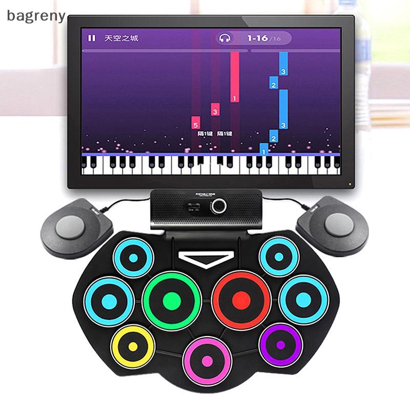 [bagreny] Suporte De Tambor Pedal De Degrau Duplo Eletrônico Qin Drum Foot Step Som Prolongado Rolo De Mão Placa De Ataq