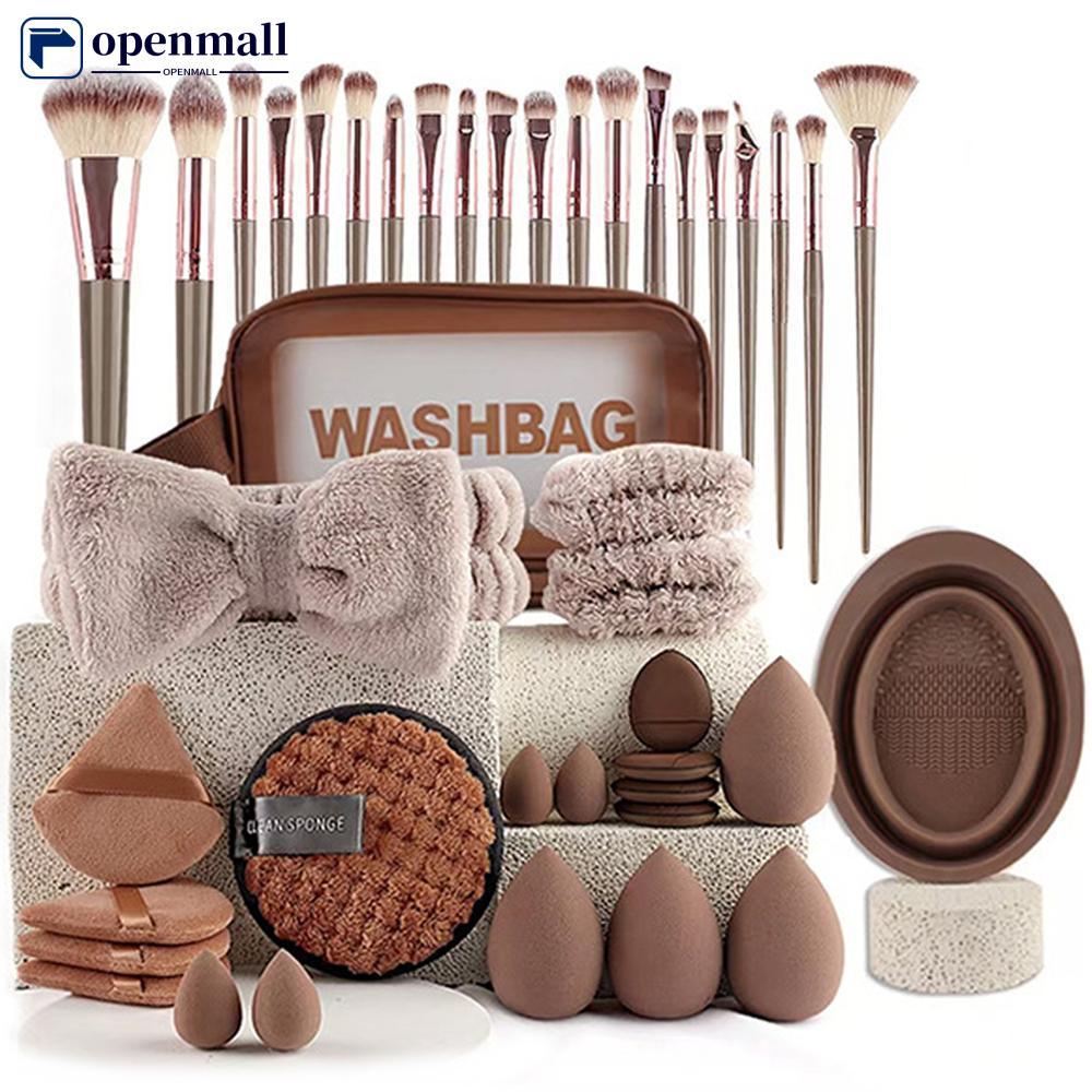 Conjunto De Pincéis E Esponjas De Maquiagem , 33/40/42 Peças , Marrom , Puff , Beleza , Ovo , Faixa De Cabeça , Kit Remo