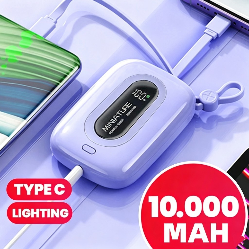 Detalhes do Power bank de 10000 mAh carrega super rápido possui USB universal‌ é compacto portátil e com exibidor numérico