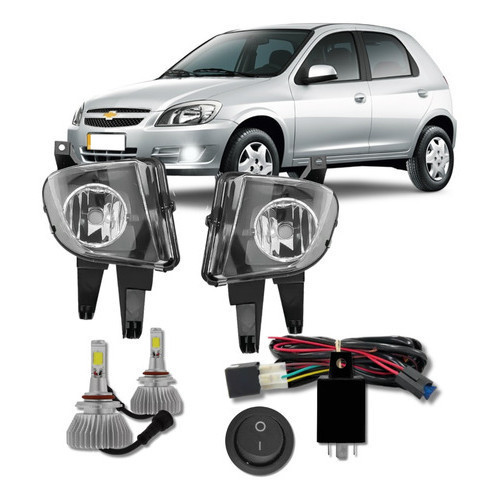 Kit Farol Milha Celta Prisma 2007 A 2014 + Super Led Branca