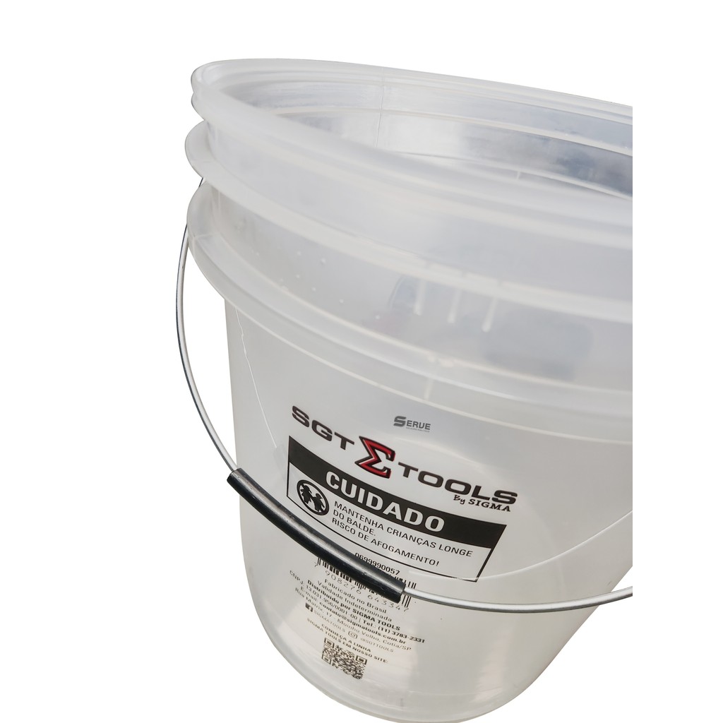 Balde Para Lavagem Automotiva Detailer 20l Transparente com Separador de Partículas SGT TOOLS — imagem 2 de 2