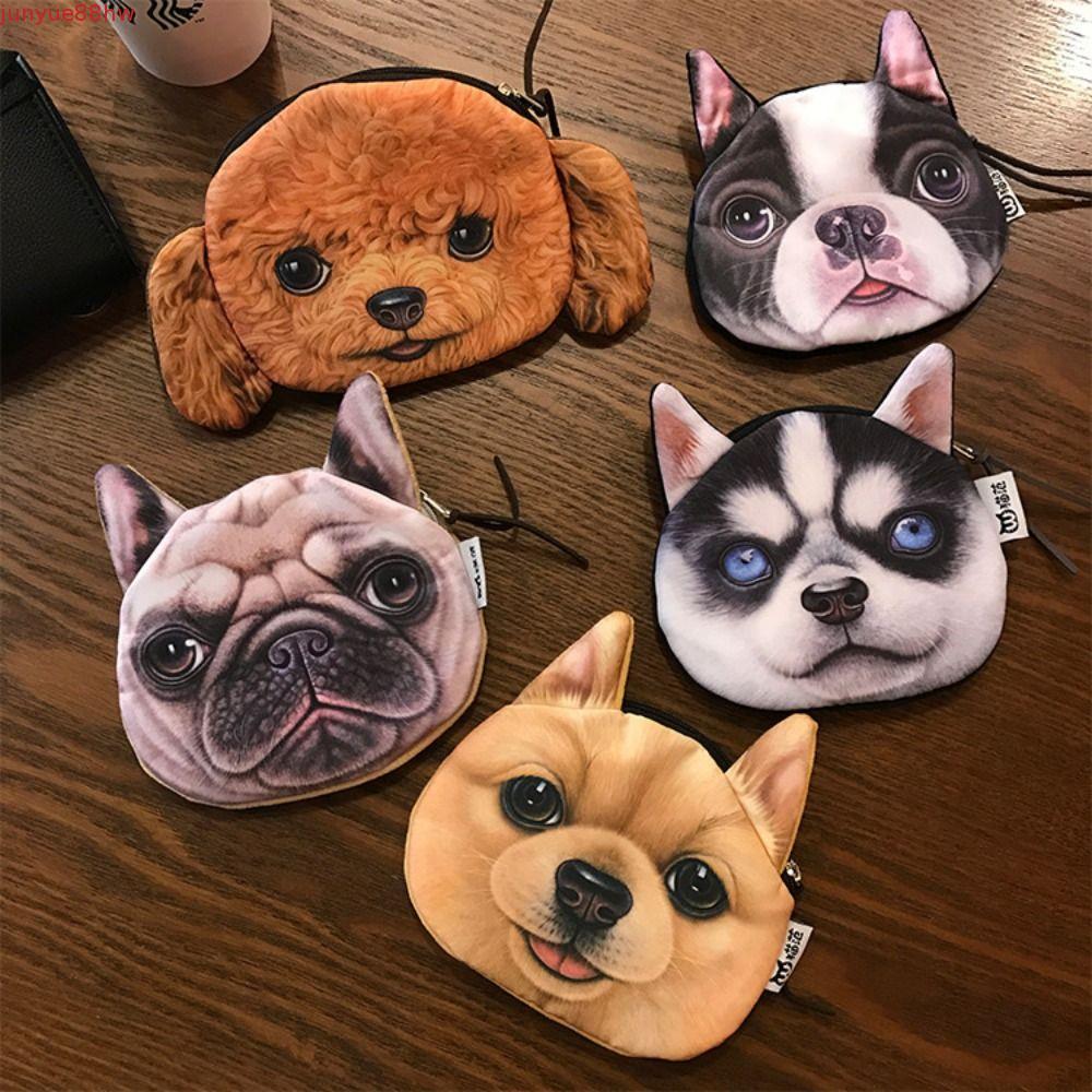 JUNYUE Saco De Armazenamento De Mudança , Bolsa Bulldog Cão Padrão Moeda , Bonito Sacos De Dinheiro Titular Do Cartão