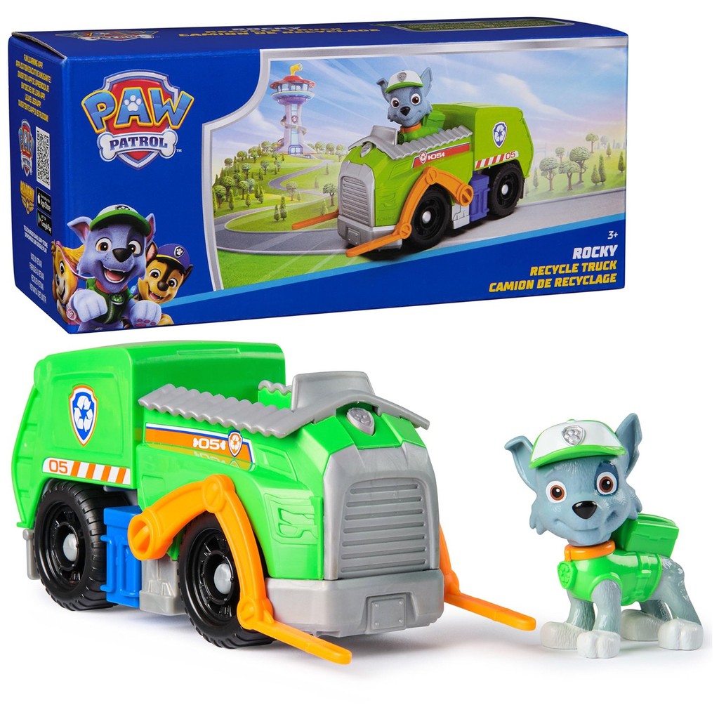 Boneco Rocky Com Veículo Caminhão Reciclagem Patrulha Canina Colecionável - Sunny