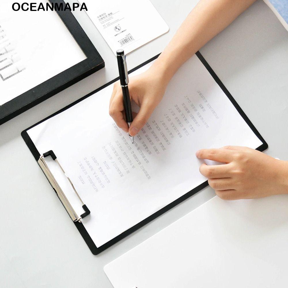 Pasta De Arquivo OCEANMAPA A4 A5 A6 , Tablet De Escrita Com Clipe Dourado De Baixo Perfil , Preto E Branco
