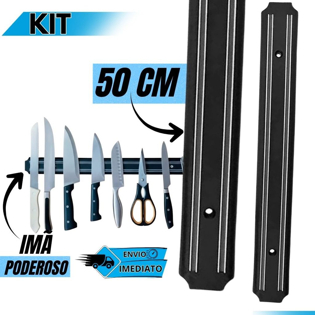Barra Magnética para Facas 50cm Suporte Imantado Porta Facas e Ferramentas