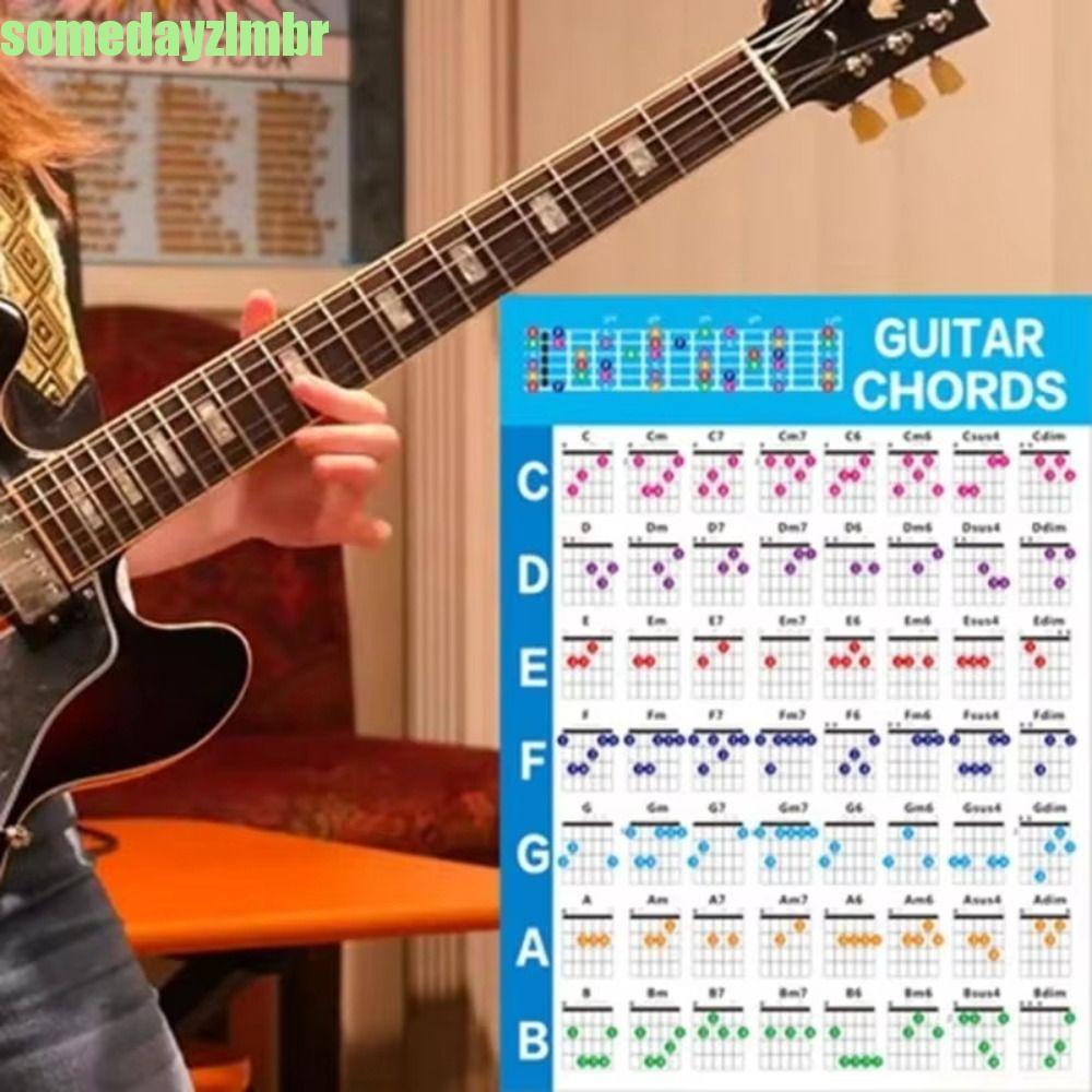 SOMEDAYZL0M Gráfico De Acordes De Prática De Guitarra , Papel Revestido Impresso Cartaz De Vinil , Não-Rasgo