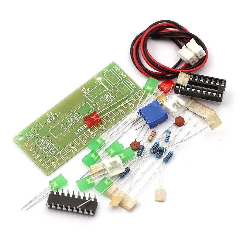 1 Pcs LM3915 10 LED Kit Indicador De Nível De Analisador De Espectro De Áudio De Som DIY Electoronics Solda Conjunto De