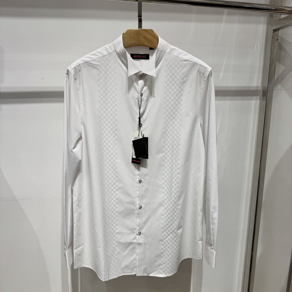 Ivannowdingshan masculino negócios moda Swarovski cristal botão diamante andorinha asa colarinho manga longa camisa bran