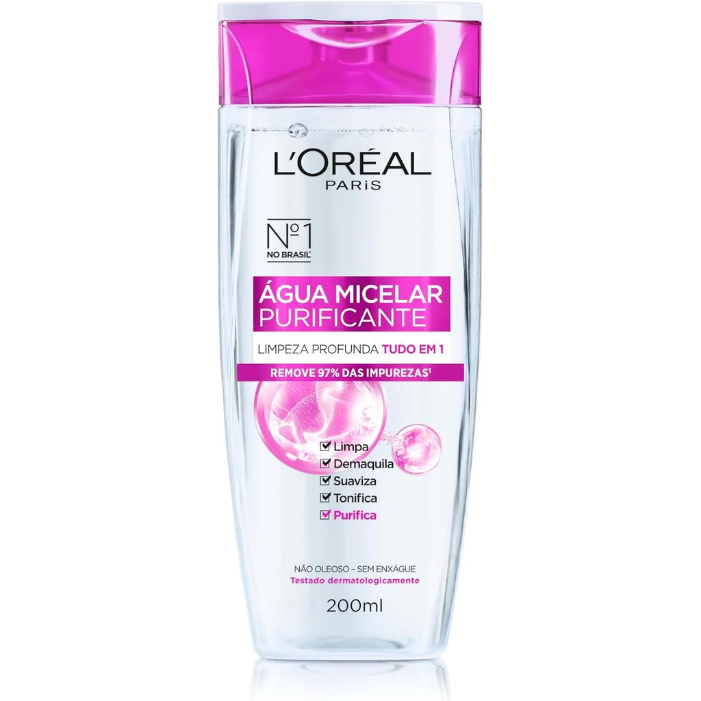 Água Micelar Loreal Paris Solução de Limpeza 5 em 1 - 200ml