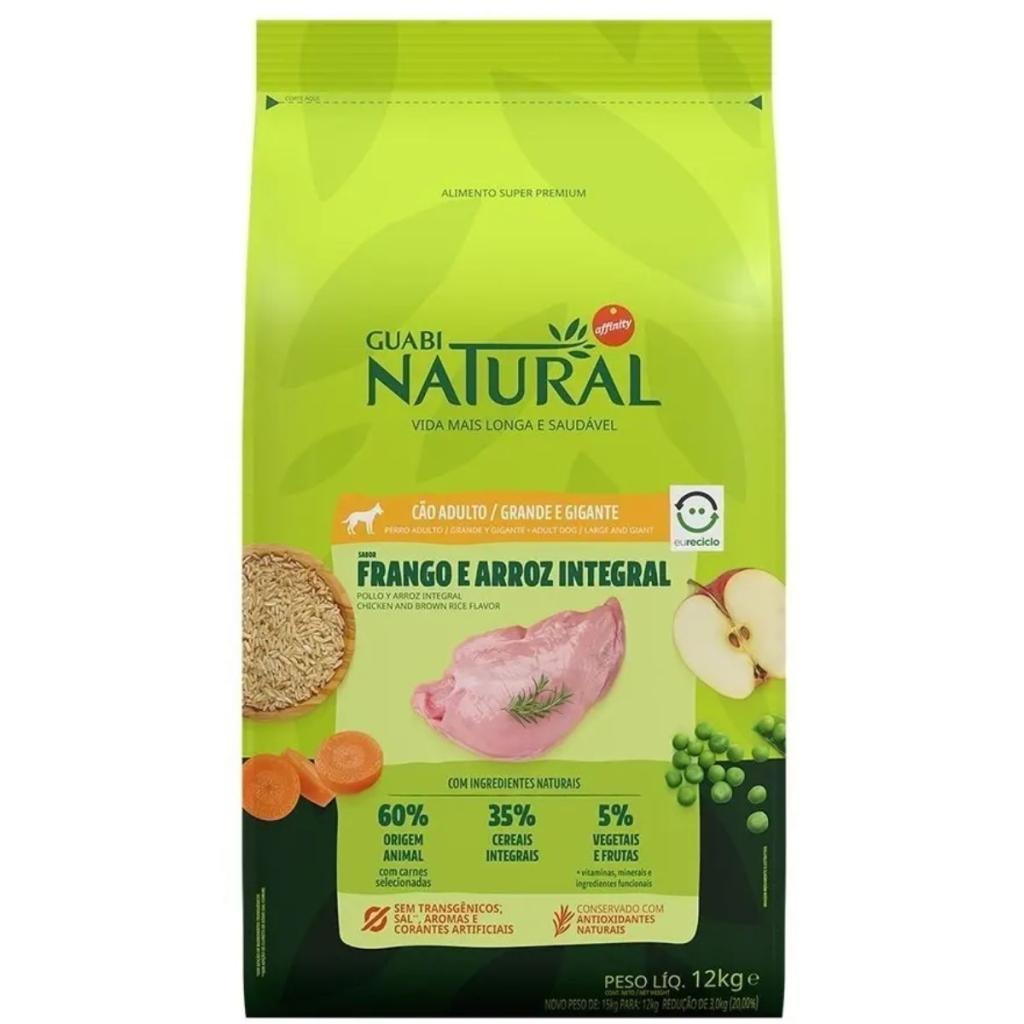 Ração Seca Guabi Natural Super Premium Frango e Arroz Cães Adultos Raça Grande/Gigante 12 kg