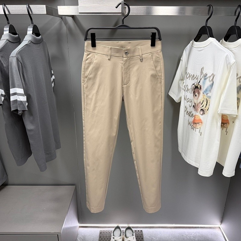 Anti-rugas não-ferro calças masculinas verão cáqui magro-ajuste calças magras versão coreana tornozelo comprimento calça