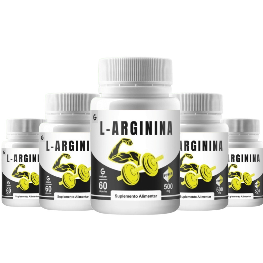 Kit 5 L-Arginina Resistência Física – 60 Cápsulas | Suplemento