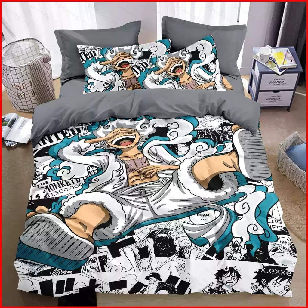 GN ONE PIECE Luffy 3IN1 Lençol Capa De Edredão Fronha Conjunto De Cama Casa Quarto Lavável Anime Terno