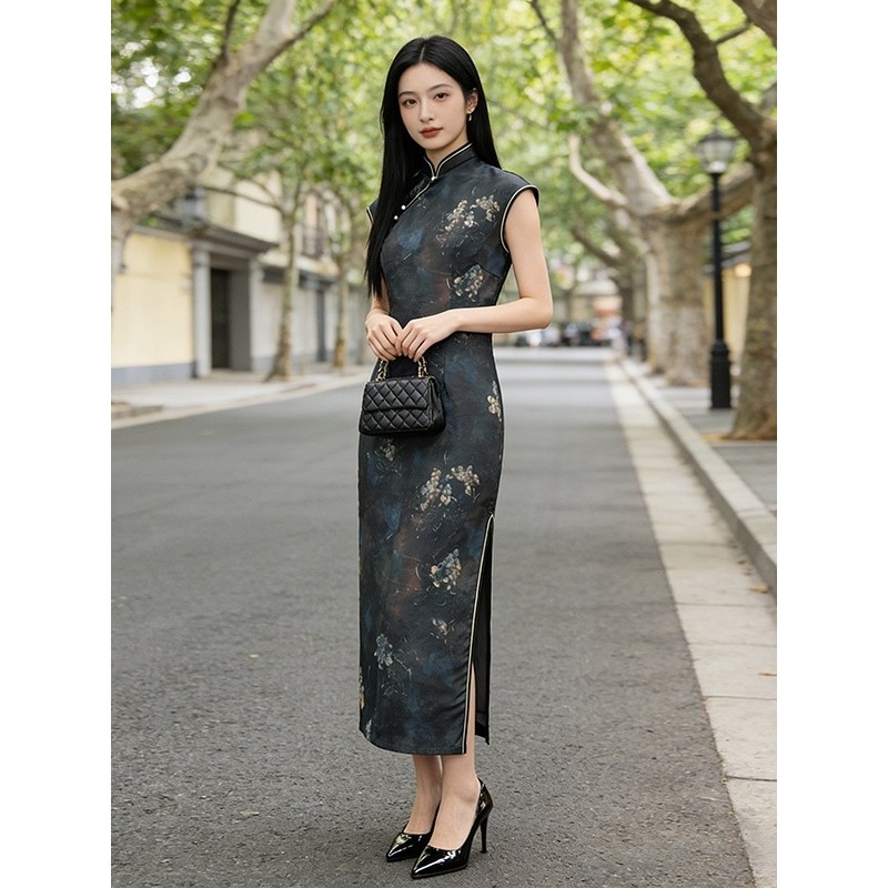Novo estilo exame grátis Cheongsam estilo longo feminino república da China temperamento antigo de Xangai elegante melho
