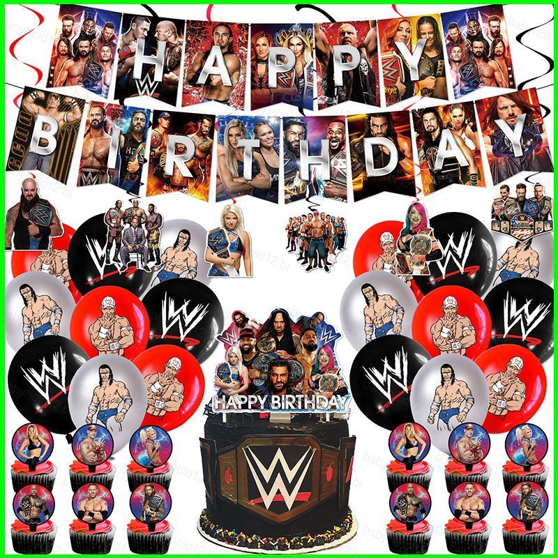 BB12 WWE Tema Crianças Decorações De Festa De Aniversário banner Bolo topper Balões Redemoinhos Conjunto