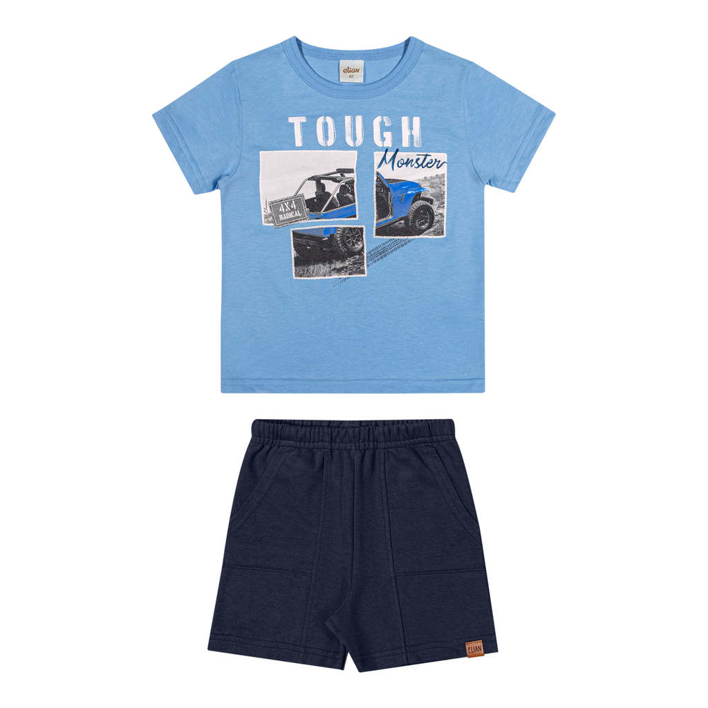 Conjunto Curto Infantil Menino Jipeiro Elian Azul