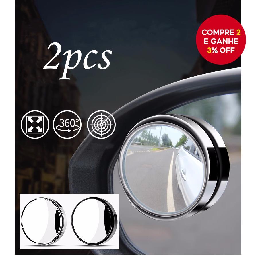 2 espelhos convexos auxiliares para retrovisor, rotacionáveis em 360 graus, redondos e com ângulo amplo para ponto cego.