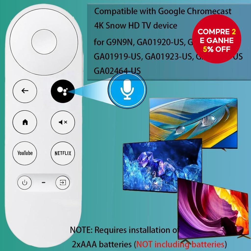 Controle Remoto Universal De Voz Para Google Chromecast 4k Snow Substituição De Tv Smrt G9N9N GA01920-US