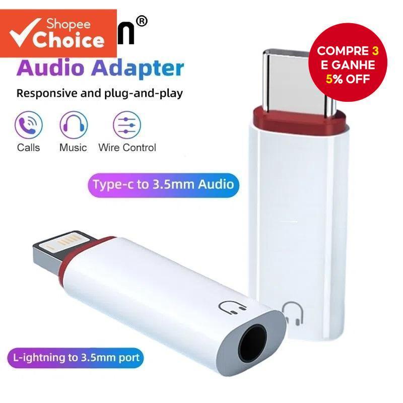 [Shopee Choice] Adaptador Fonken 3.5 Mm Para Tipo C/iOS Conversor De Fone De Ouvido OTG AUX De Áudio
