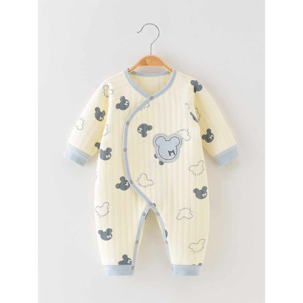 Macacão de bebê quente primavera outono inverno puro algodão acolchoado roupa interior do bebê macacão pijamas roupas re