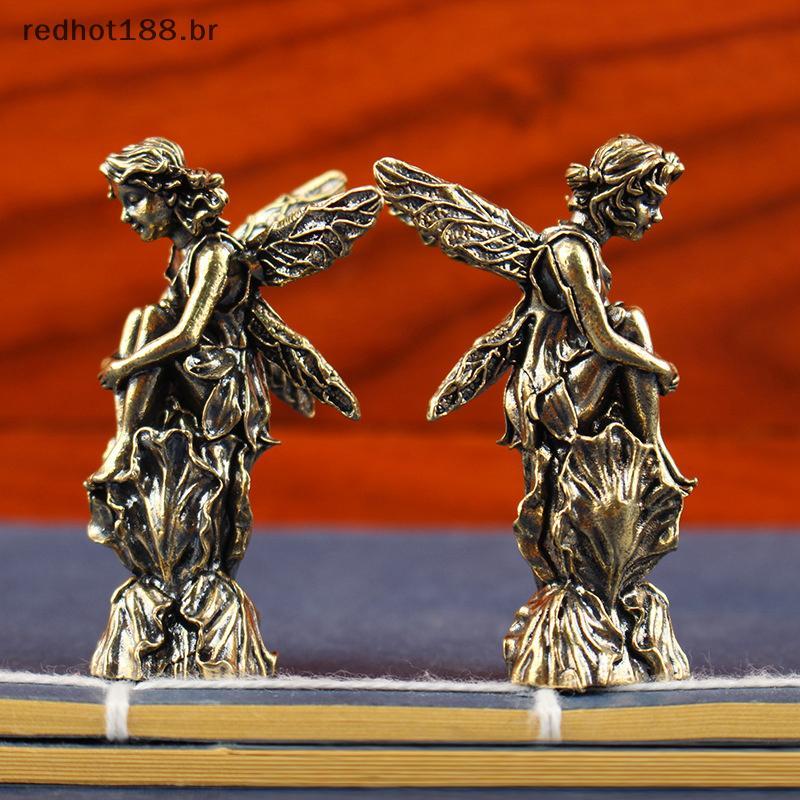REBR Retro Cobre Deus Do Amor Cupido Estátua Pequenos Ornamentos Estatuetas De Anjo De Bronze Acessórios De Decoração Pa