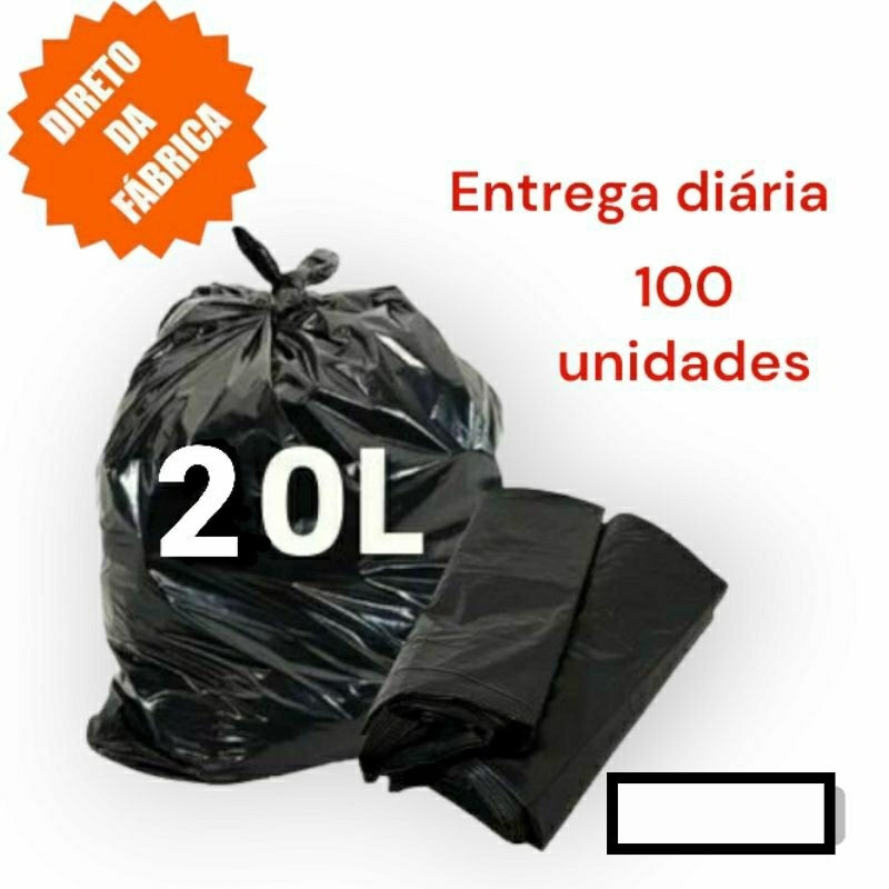 Kit com 100 Sacos de Lixo Reforçado 20 Litros Preto OFERTA do dia