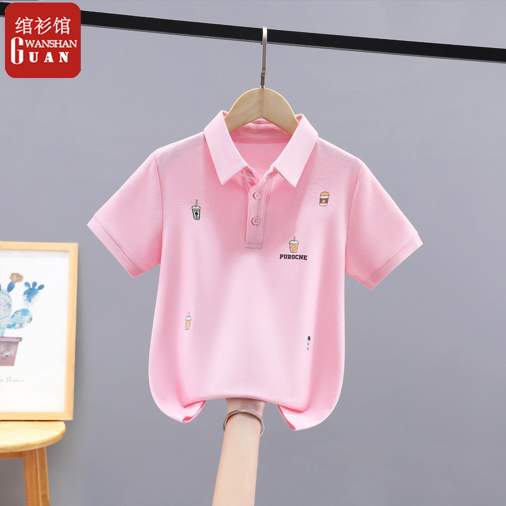 Meninos de manga curta camiseta verão médio grande crianças lapela novo estilo meninas crianças meninos meninas bonito c