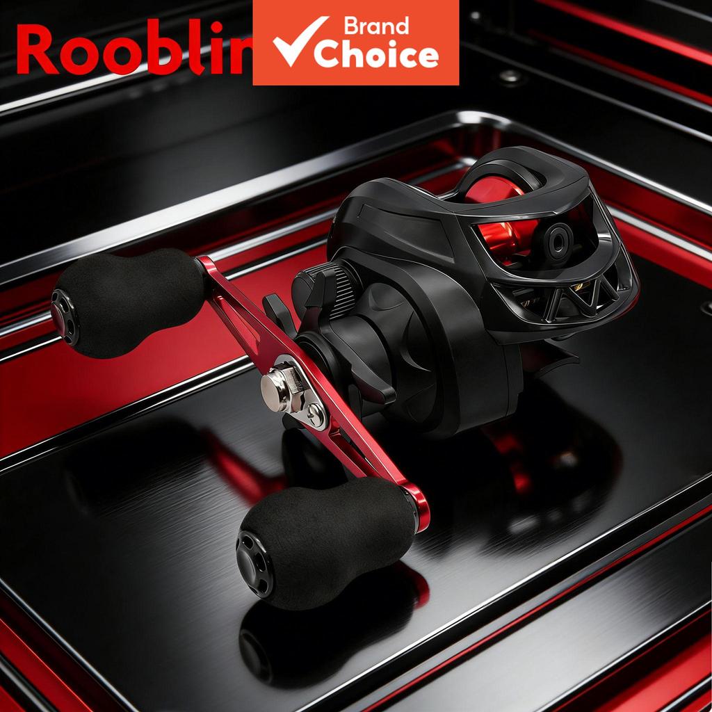 Carretilha ROOBLINOS AC Black Red 7.2:1 Relação de Engrenagens Carretel de Alumínio Água Doce Água Salgada Carretilha de