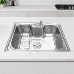 Cuba Pia de Cozinha 60x42cm Em Aço Inox 304 Modelo Gourmet Com Cesto Escorredor