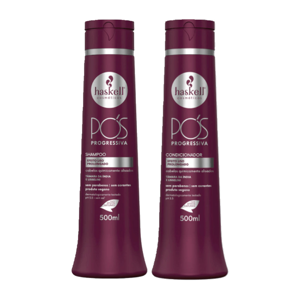 Kit Pós Progressiva Shampoo e Condicionador 500ml Tratamento cabelos Alisados - Haskell