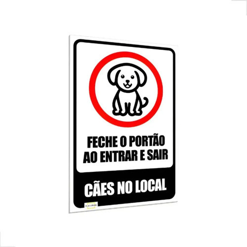 Placa Aviso Cachorros No Local Manter Porta Fechada 30x20cm Branco