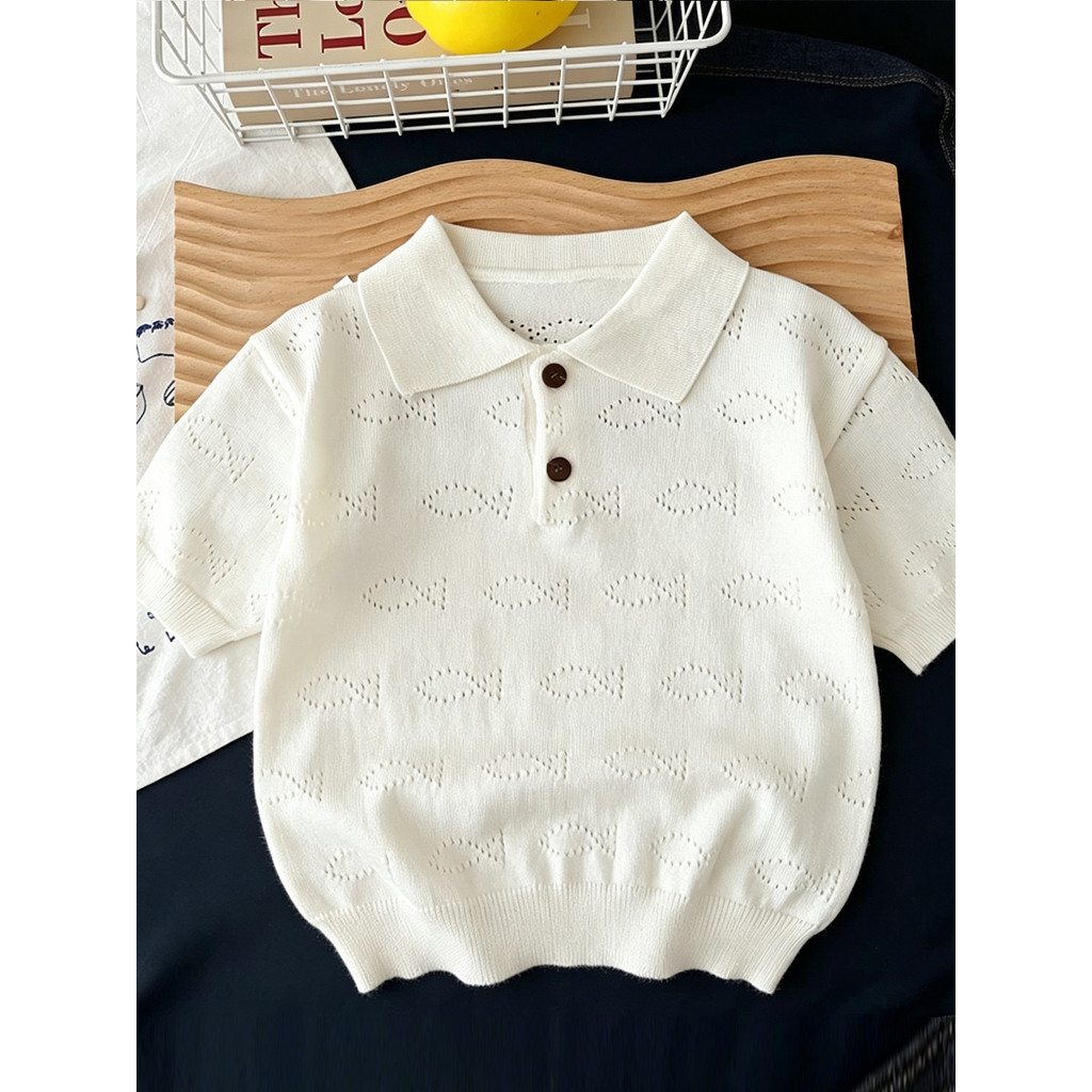 Bebê menino camiseta de manga curta 2026 novo estilo camisa polo bebê crianças verão estilo fino coreano estilo fino top