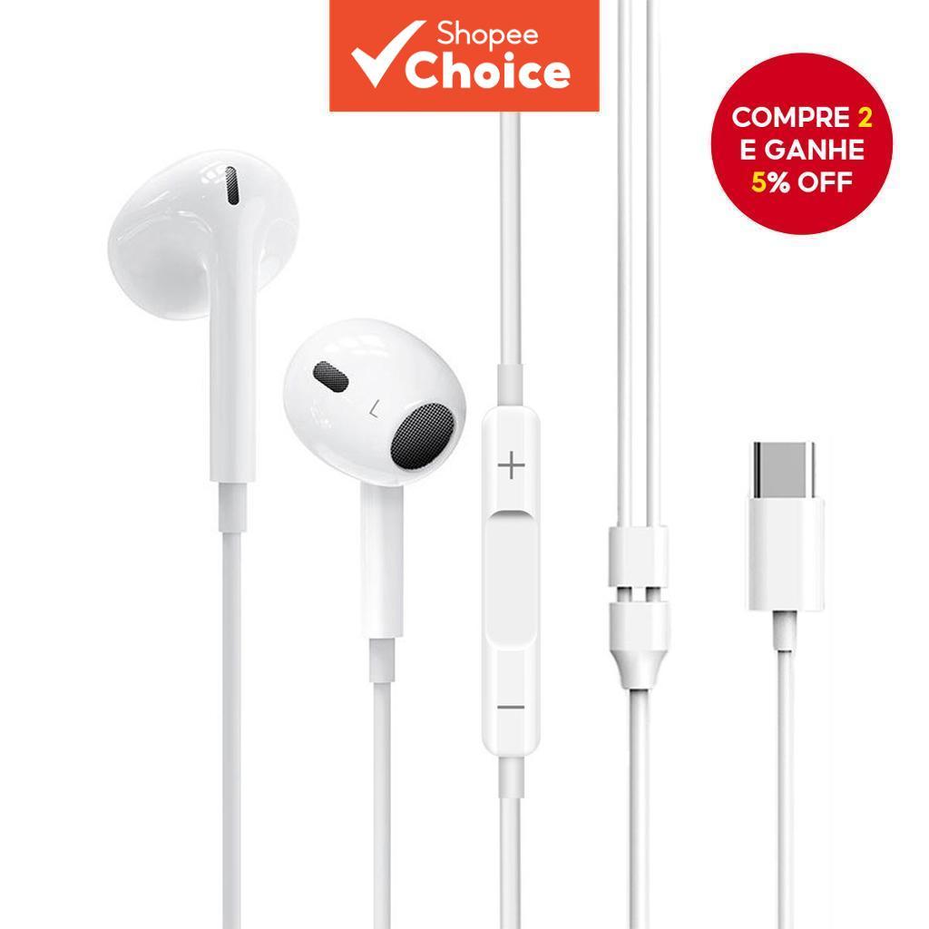 Fones De Ouvido USB-C Com Fio Banhado A Metal DAC Chip Hi-Fi Estéreo HD Chamadas Smartphones Estáveis Esportes Música Fo